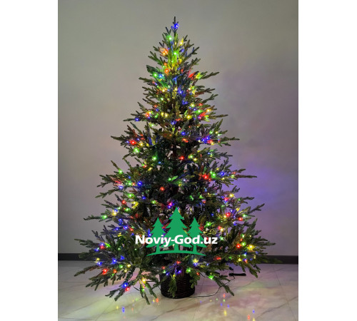 Искусственная новогодняя елка "Лесная в горшке", размер - 150-210см. В горшке с встроенной гирляндой.