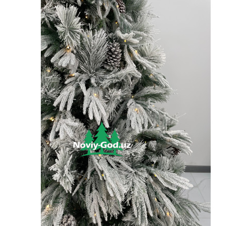 Искусственная новогодняя елка "Зимняя сказка", размер - 180-300см. С шишками и встроенной гирляндой.