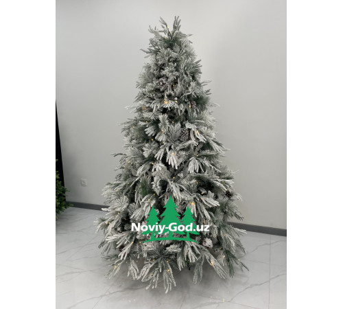 Искусственная новогодняя елка "Зимняя сказка", размер - 180-300см. С шишками и встроенной гирляндой.